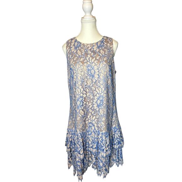 Eliza j | Blue/Neutral Lace Shift Dress | Medium - Picture 1 of 16